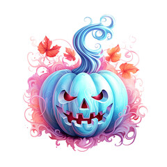 Watercolor pastel purple Halloween pumpkin