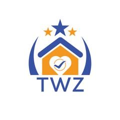 TWZ House logo Letter logo and star icon. Blue vector image on white background. KJG house Monogram home logo picture design and best business icon. 
