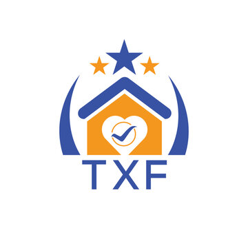 TXF House logo Letter logo and star icon. Blue vector image on white background. KJG house Monogram home logo picture design and best business icon. 
