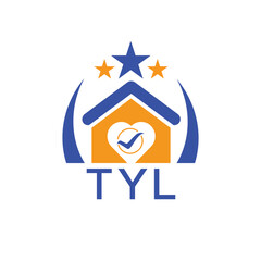 TYL House logo Letter logo and star icon. Blue vector image on white background. KJG house Monogram home logo picture design and best business icon. 
