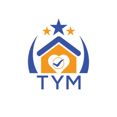 TYM House logo Letter logo and star icon. Blue vector image on white background. KJG house Monogram home logo picture design and best business icon. 
