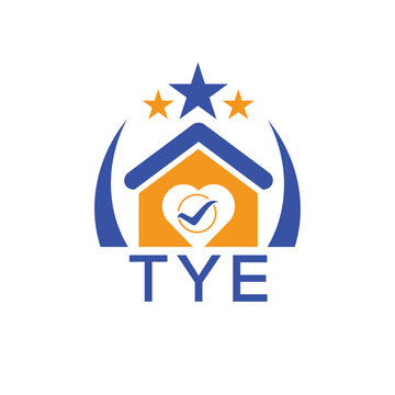 TYE House logo Letter logo and star icon. Blue vector image on white background. KJG house Monogram home logo picture design and best business icon. 
