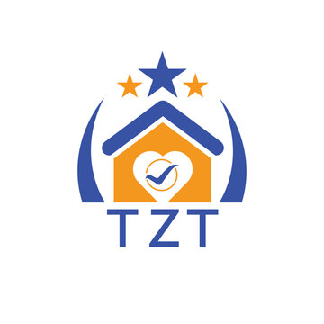 TZT House logo Letter logo and star icon. Blue vector image on white background. KJG house Monogram home logo picture design and best business icon. 
