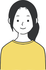 オフィスカジュアルな服装の黒髪女性のイラスト