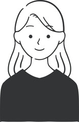 オフィスカジュアルな服装のロングヘア女性のイラスト