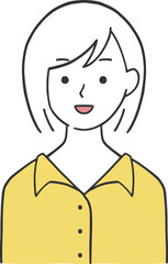 オフィスカジュアルな服装のミディアムヘア女性のイラスト