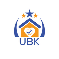 UBK House logo Letter logo and star icon. Blue vector image on white background. KJG house Monogram home logo picture design and best business icon. 
