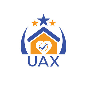 UAX House logo Letter logo and star icon. Blue vector image on white background. KJG house Monogram home logo picture design and best business icon. 
