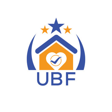 UBF House logo Letter logo and star icon. Blue vector image on white background. KJG house Monogram home logo picture design and best business icon. 
