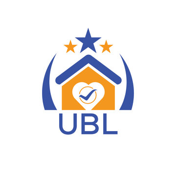 UBL House logo Letter logo and star icon. Blue vector image on white background. KJG house Monogram home logo picture design and best business icon. 
