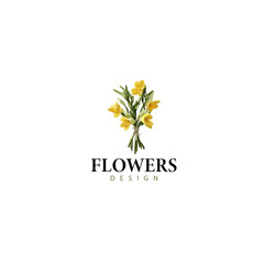 Logo with watercolor yellow flower