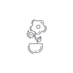 Indoor plant in a pot line icon. flower in a pot thin line icon.