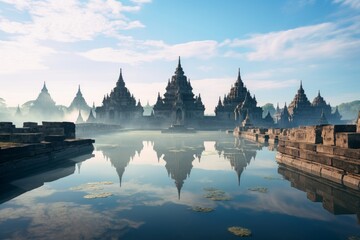 Fototapeta premium temple near the lake
