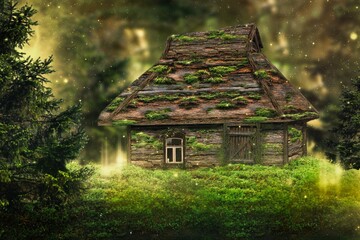 The beautiful old house in village, historic home.