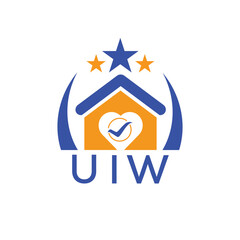 UIW House logo Letter logo and star icon. Blue vector image on white background. KJG house Monogram home logo picture design and best business icon. 
