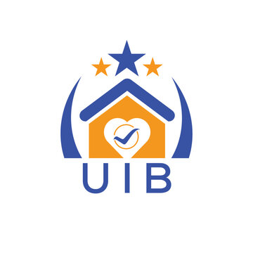 UIB House logo Letter logo and star icon. Blue vector image on white background. KJG house Monogram home logo picture design and best business icon. 
