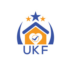 UKF House logo Letter logo and star icon. Blue vector image on white background. KJG house Monogram home logo picture design and best business icon. 
 - obrazy, fototapety, plakaty