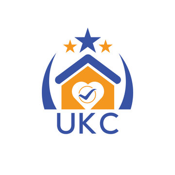 UKC House logo Letter logo and star icon. Blue vector image on white background. KJG house Monogram home logo picture design and best business icon. 
