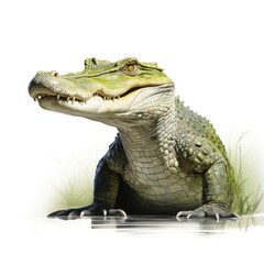 Crocodile isolated on white background, AI generated Image