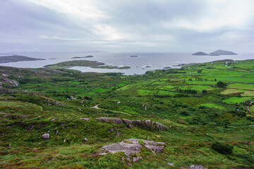 Fototapeta na wymiar Deenish and Scarif islands, Derrynane coast, County Kerry, Ireland, United Kingdom