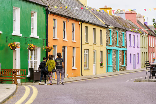 Colourful houses, Eyeries, Beara Peninsula, County Cork, Ireland, United Kingdom