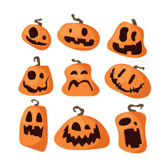 Set halloween pumpkins. Vector illustration.