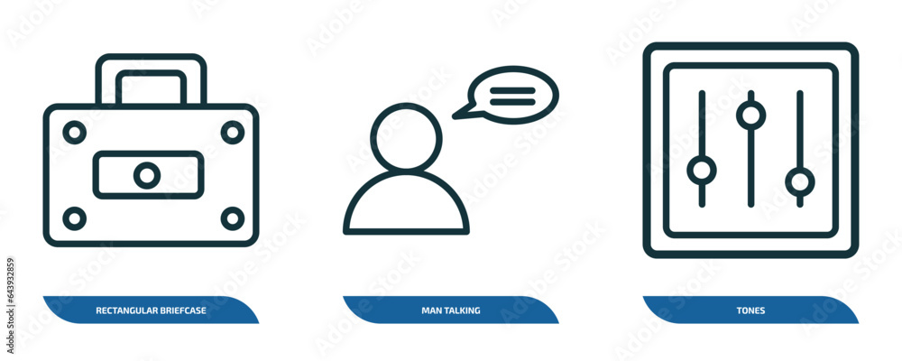 Poster set of 3 linear icons from business collection. concept. outline icons such as rectangular briefcase
