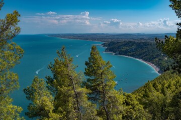 View of the Conero Riviera in the Marche region, Italy