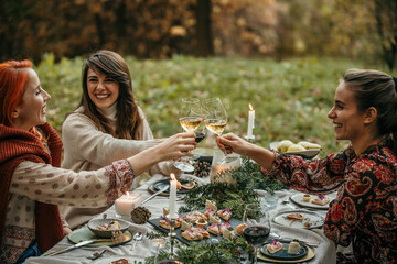 The essence of a memorable garden lunch, where female friends come together to create cherished...