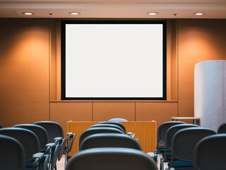 Mock up projector screen conference room with seats Business meeting Office building