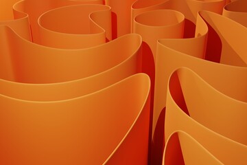 Orange abstract background in minimalist style, concept of matte plastic sheets, substrate for advertising. 3D rendering