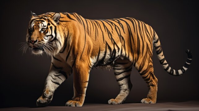 Portrait of a tiger on a dark background. AI generated Image