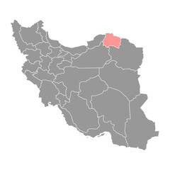 North Khorasan province map, administrative division of Iran. Vector illustration.