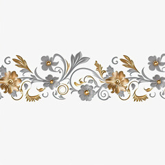 Fototapeta na wymiar Gray gold luxury decorative Filigree Elaborate on white Background, AI Generated