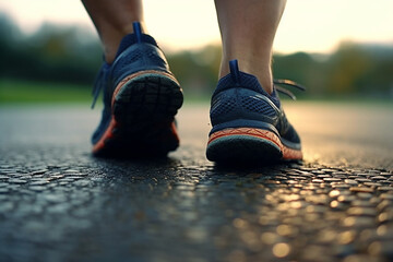 Closeup view on man legs in shoes for run