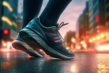 Closeup view on man legs in shoes for run