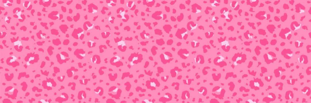 Vector y2k aesthetic barbiecore style seamless leopard pattern. Luxury glamour pink repeat. Jaguar fur safari seamless backdrop. Hand drawn animal fur. Cheetah panther surface pattern. Cute kids print