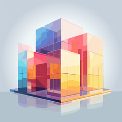 Vector illustration modern architecture buildings in vibrant colors futuristic style. Concept for website illustration about real estate, construction, city, office, etc.