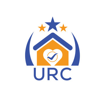 URC House logo Letter logo and star icon. Blue vector image on white background. KJG house Monogram home logo picture design and best business icon. 
