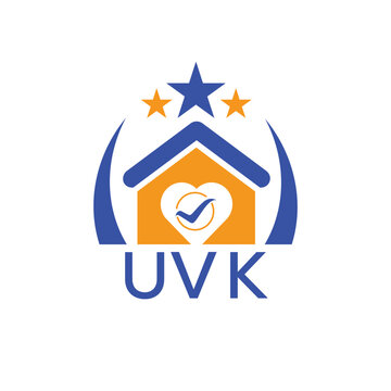UVK House logo Letter logo and star icon. Blue vector image on white background. KJG house Monogram home logo picture design and best business icon. 

