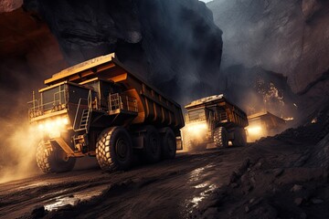Several huge quarry trucks carry the rock for beneficiation and processing. Large mining trucks work the night shift