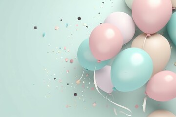 Balloons pastel background. Generate Ai
