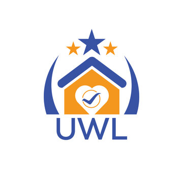 UWL House logo Letter logo and star icon. Blue vector image on white background. KJG house Monogram home logo picture design and best business icon. 
