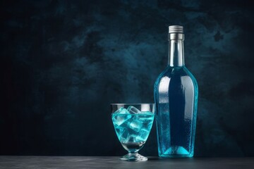 Obraz na płótnie Canvas Blue cocktail bottle glass. Generate AI