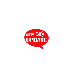 New Update With Bell Label. New update speech bubble icon