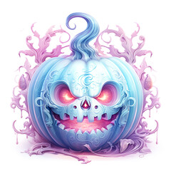 Watercolor pastel purple Halloween pumpkin