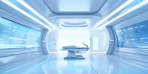 Obraz premium Modern interior futuristic clinic. White corridor