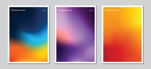Obraz na płótnie Canvas Posters set design with abstract blurred multicolor gradient background. Ideas for magazine covers, brochures and posters. Vector, Illustrator, EPS.