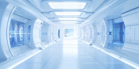 Obraz premium Modern interior futuristic clinic. White corridor