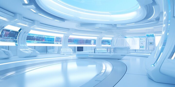 futuristic interior white sci fi